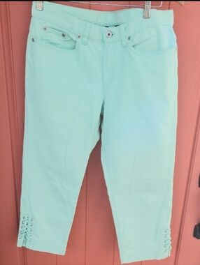 SKYE'S The Limit Mint Green Cropped Lace-Up Hem Jeans